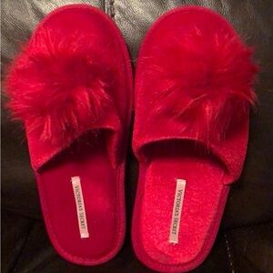 Victoria's Secret Pom Pom Red Slippers